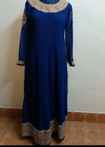 Dark Blue Anarkali With Dupatta