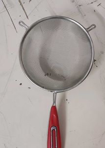 Big & Deep Steel Mesh Strainer with Red Handle