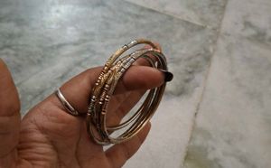 Set of 3 Gold Bangles with Stones