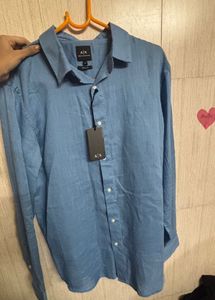 Armani Exchange Blue Linen Shirt