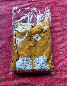 Yellow Anarkali Kurta with Pants Set