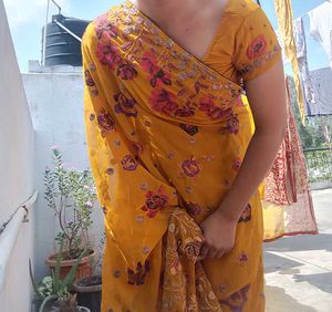 Vibrant Yellow Floral Saree with blouse