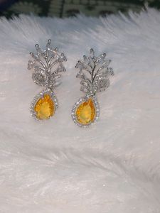 American Diamond Yellow Earrings
