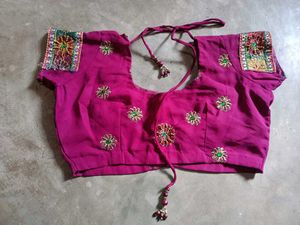 Fancy Teal &amp; Pink Saree with readymade Blouse