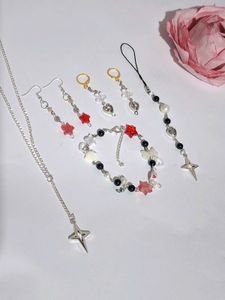 Chic Beaded Jewelry Set - Necklace, Earrings, Brac