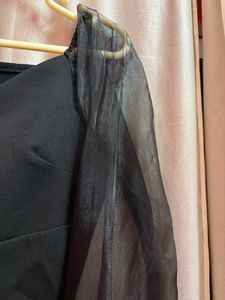 Elegant Black Dress with Sheer Sleeves