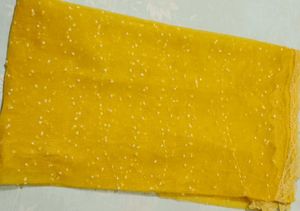 Beautiful Yellow Dupatta with White Embellishments