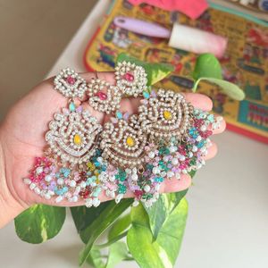 Pearl Beaded Earrings and Mang tikka
