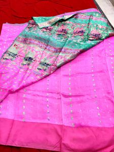 Pink &amp; Green Saree (free Blouse)