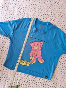 Nerdy Bear Graphic Blue T-Shirt