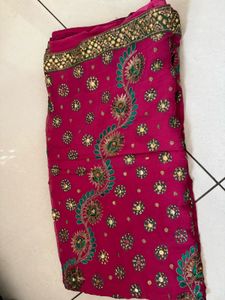 Stunning Embroidered Pink Saree