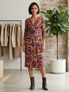 Paisley Print Wrap Dress