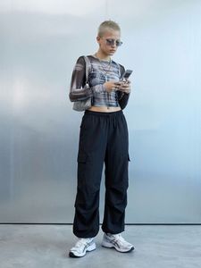 ✩ Y2K Black Parachute Cargo Pants ✩