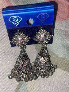 Antique Jhumka Earrings with Rhinestones