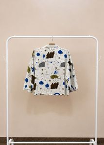 Cropped Printed Button-Down Shirt