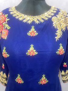Georgette Sharara Blue Colour