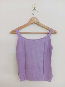 Lavender Lace Trim Tank Top