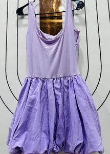 Lavender Bubble Hem Mini Dress