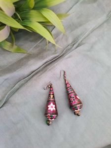 Boho Meenakari Cone Earrings | Lightweight