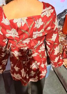 Red Floral Print kurti