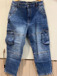 Blue Denim Cargo Pants
