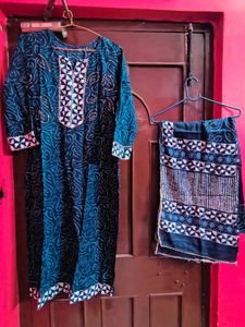 Blue Printed Kurta Set with Dupatta