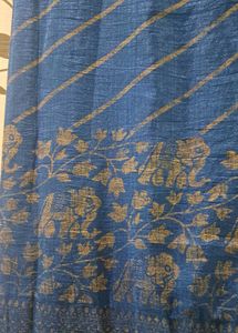 💠Vibrant Blue Saree with Elephant Motif