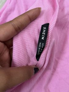 One Shoulder Pink Top