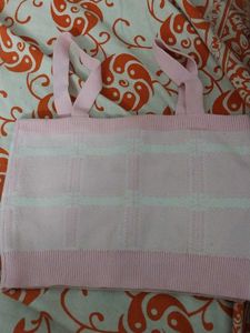 Pink Ribbed Knit Crop Top