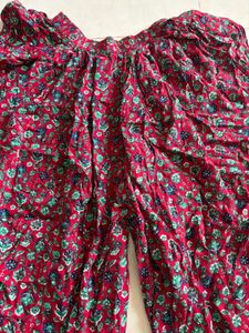 Red Floral Print Dhoti Pants