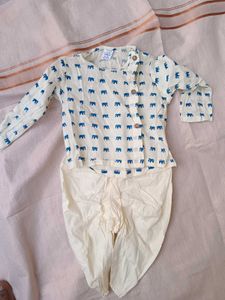 Cute Elephant Print Dhoti Kurta Set