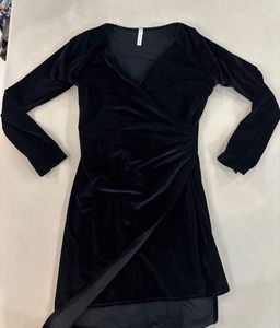 Black Velvet Wrap Dress