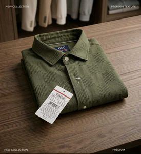 Men's Textured Olive Green Shirt
