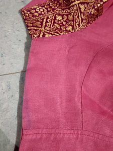 Elegant Pink Blouse with Embellished Sleeves