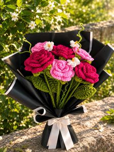 Handmade Crochet Rose Bouquet