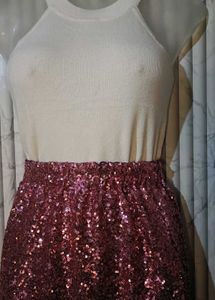 Sparkling Pink Sequin Mini Skirt