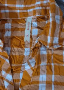 Orange Plaid Cropped Shirt