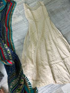 Cream Gown With Heavy Dupatta
