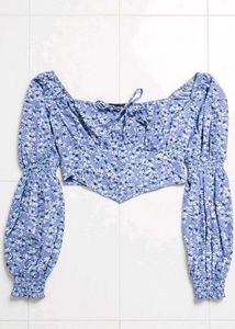 Floral Puff Sleeve Crop Top