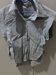 Striped Button-Up Crop Top