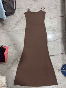 Brown Spaghetti Strap Maxi Dress