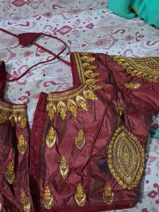 Maroon Embroidered Silk Blouse