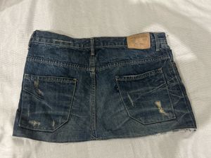 Distressed Denim Mini Skirt