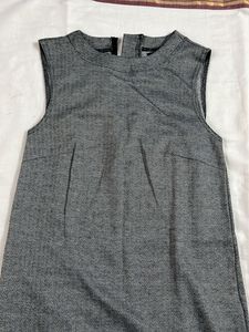 Charcoal Grey Herringbone A-Line Dress – Sleeveles