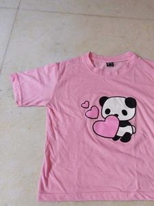 Cute Panda Heart Pink T-Shirt