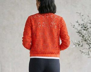 Orange Lace Bomber Jacket