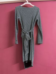Silver v neck wrap style dress