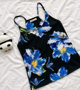 Black Floral Print Cami Top