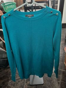 Teal Button Shoulder Sweater