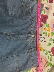 Blue Denim Wide Leg Jeans